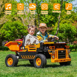 12V 2 Seater Kids Ride-On Construction Dump Truck with Electric Dump Bed - PH007