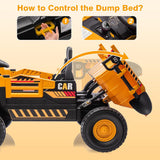 12V 2 Seater Kids Ride-On Construction Dump Truck with Electric Dump Bed - PH007