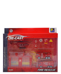 Fire Rescue Set Die Cast 9pc - Red